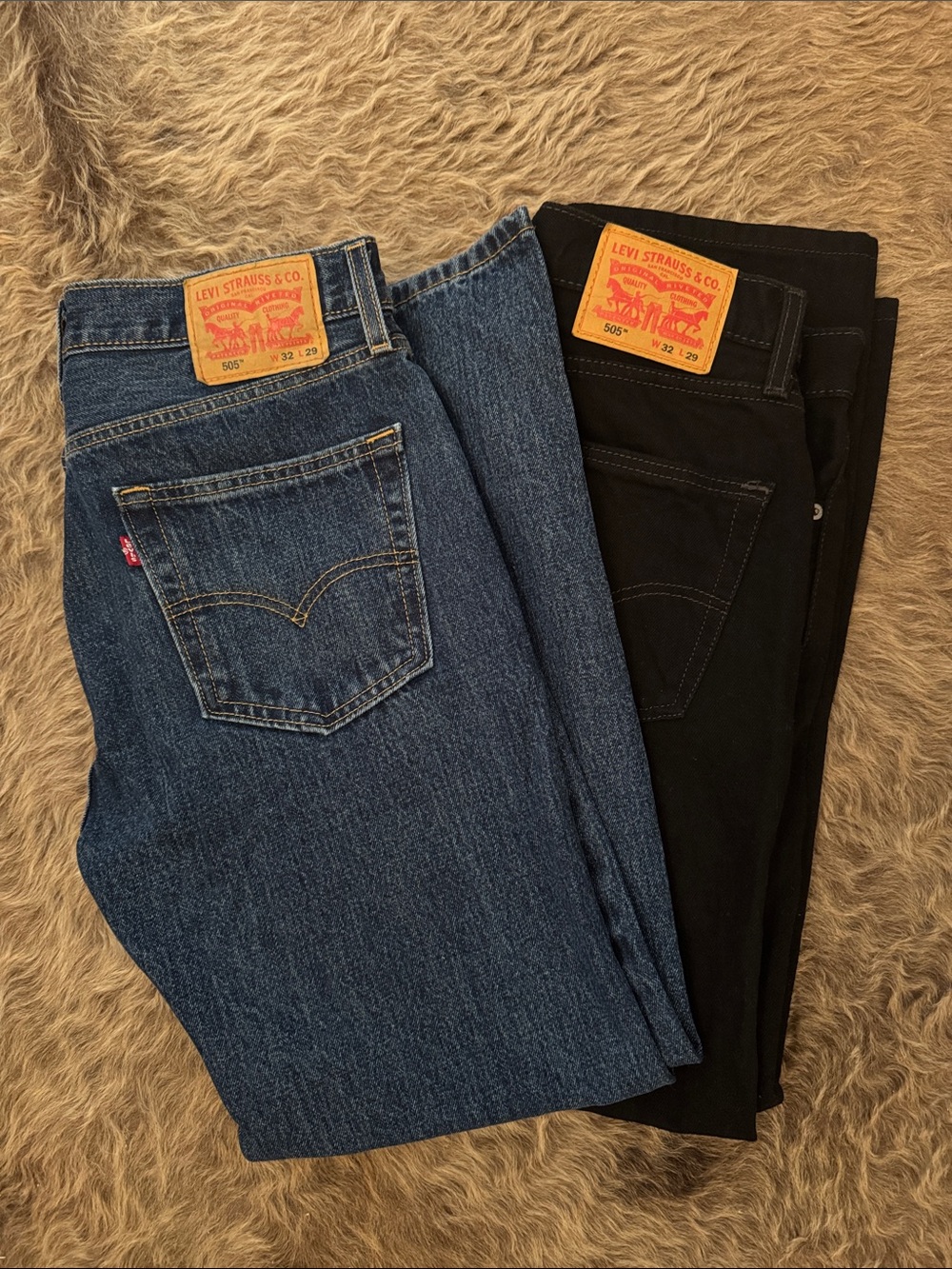 Levi's 505 Men's Jeans in Blue Denim & Black